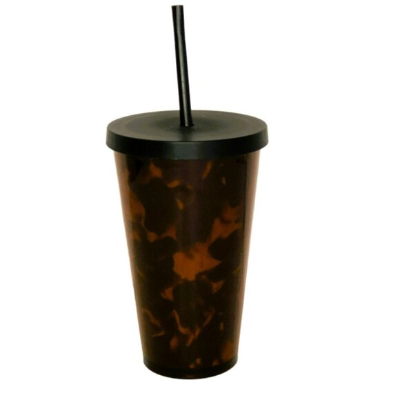Starbucks Tortoise Shell Mocha Swirl Cold Cup Tumbler 16oz w straw - Picture 3 of 7